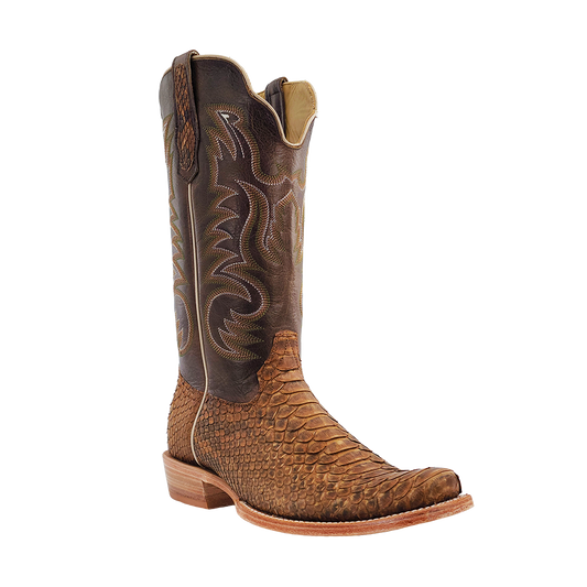 R. Watson Beige Sueded Back Cut Python Boots