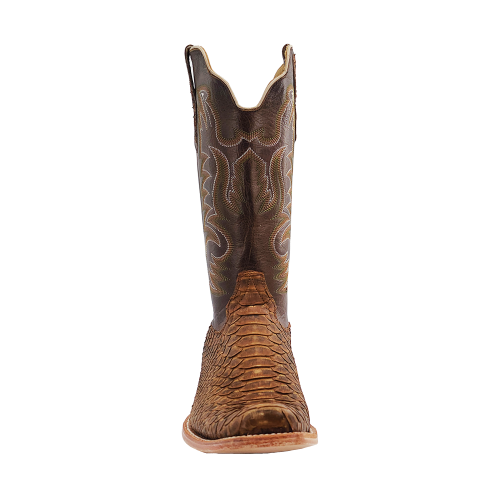 R. Watson Beige Sueded Back Cut Python Boots