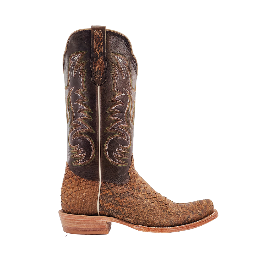 R. Watson Beige Sueded Back Cut Python Boots