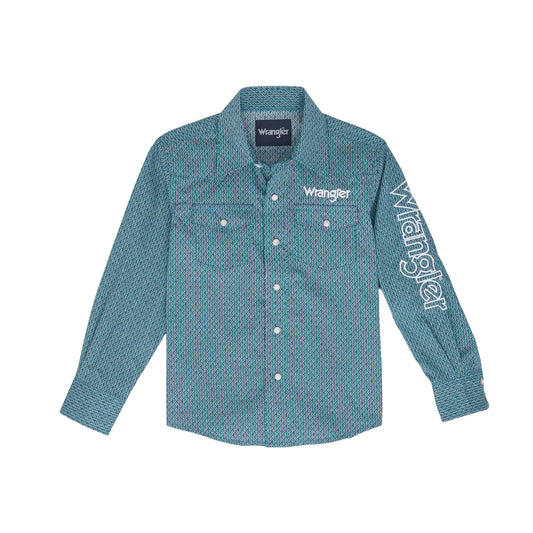 Wrangler Boy's Turquoise Logo Snap Up