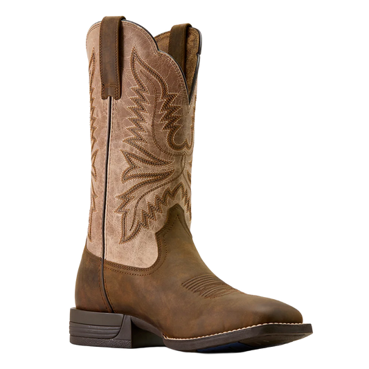 Ariat Men's Brush Creek Embroidered Aged Tan Western Boot