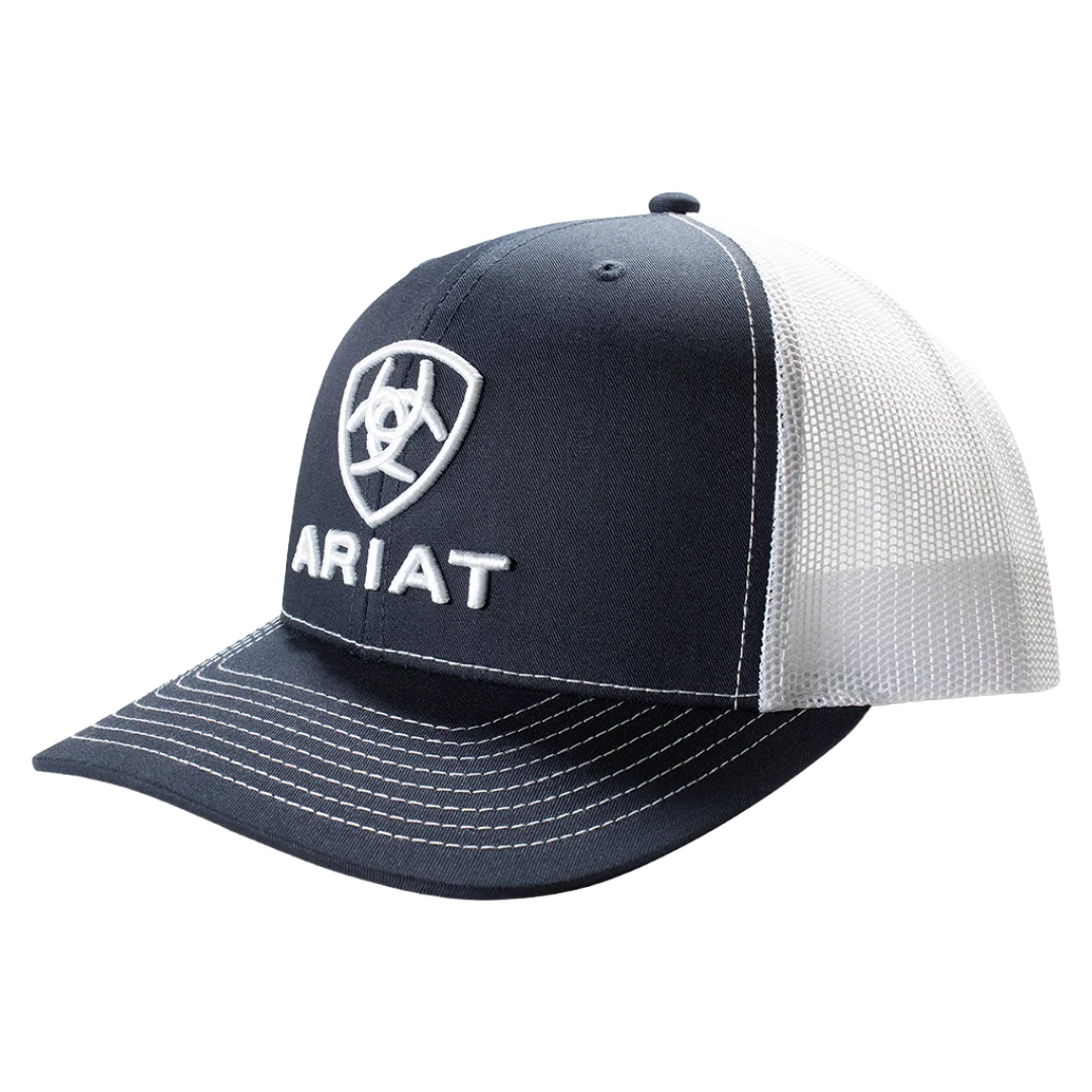 Ariat Men's Navy Blue 3D Logo Embroidery Trucker Cap