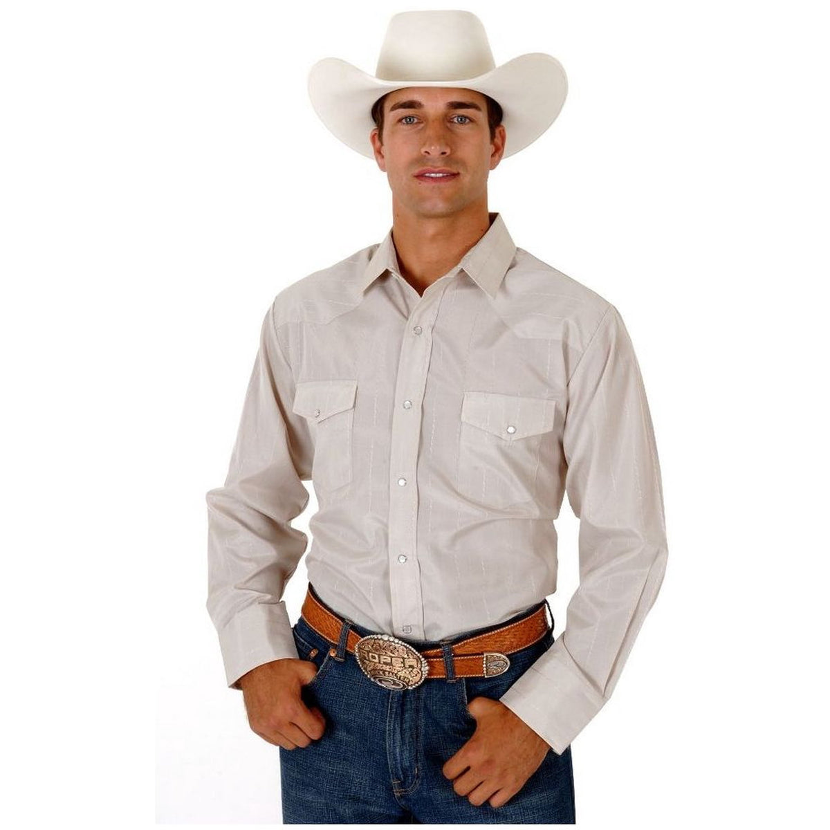 Roper Tan Long Sleeve Snap Up Shirt
