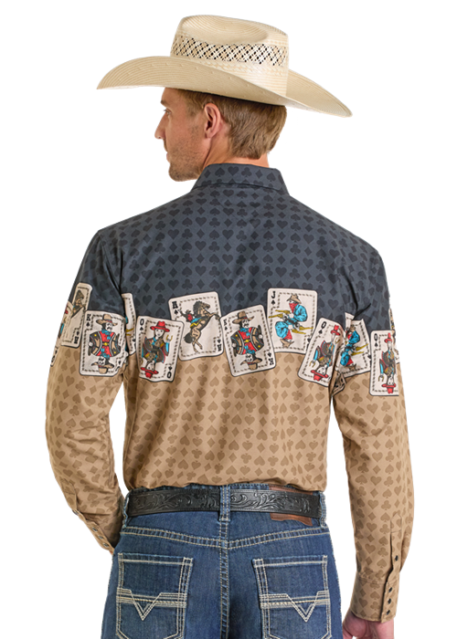 Gambler Border Long Sleeve Snap Up
