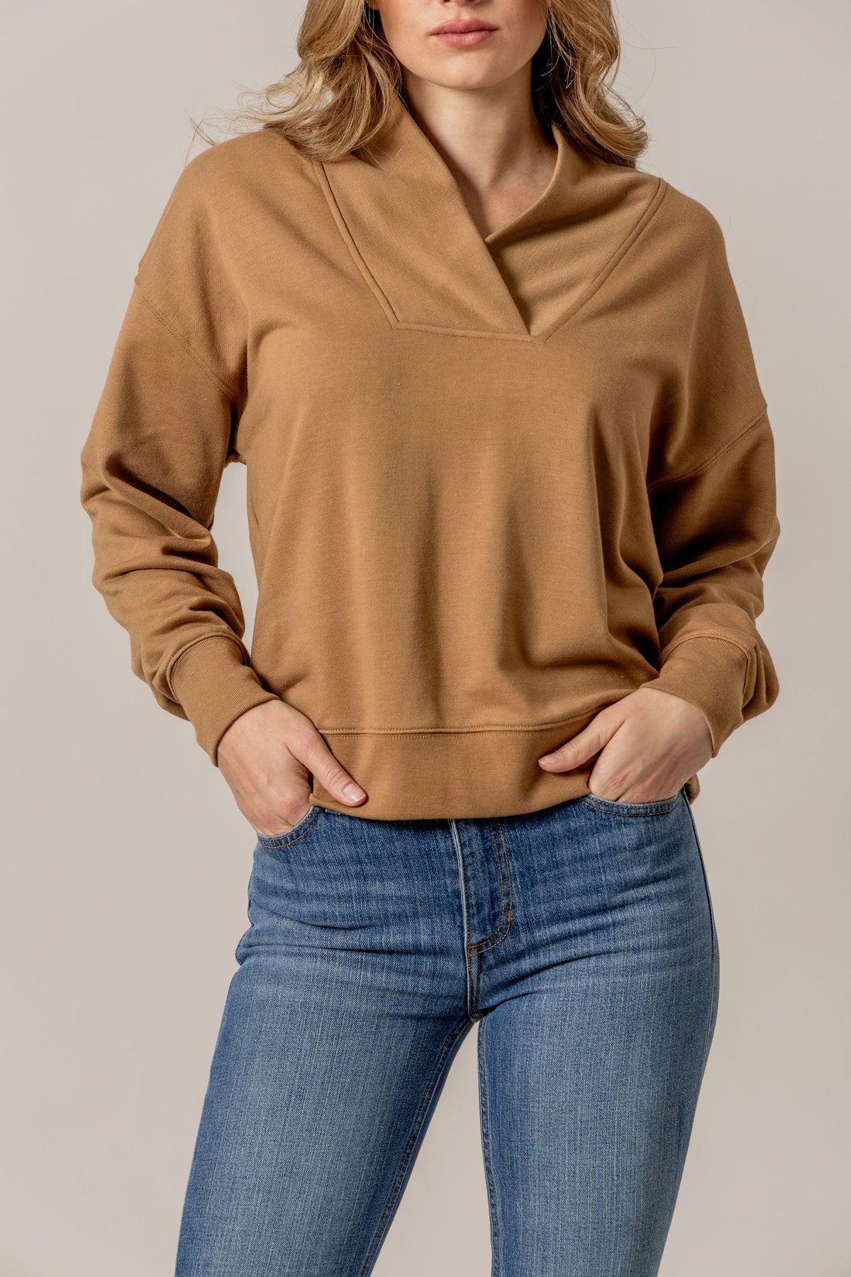 Kimes Sandy Tan Cropped Crew