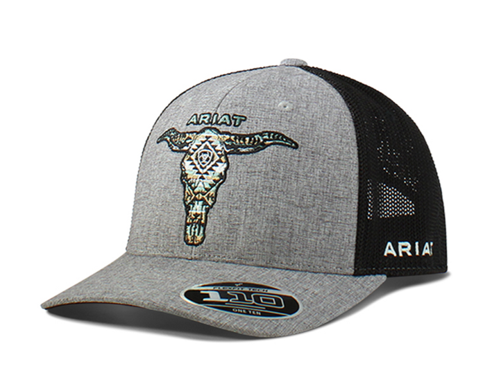 ARIAT SNAP BACK LONGHORN GREY