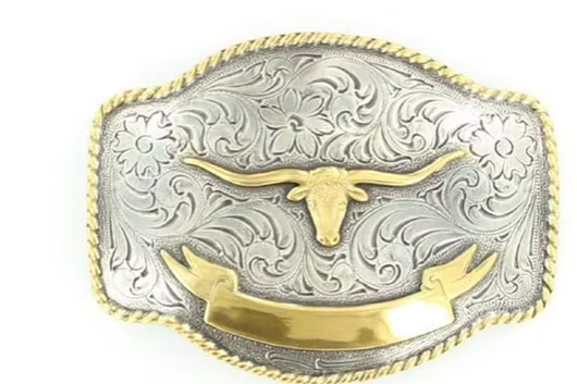 Nocona Mens Steer Head Rectangular Belt Buckle