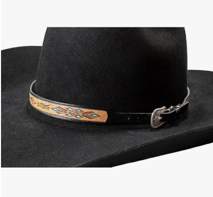 Twister Western Hat Band Hand Tooled Southwest 3 Piece Ivory