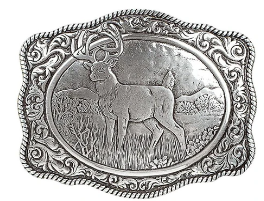 Silver Rectangle Buck Belt Buckle