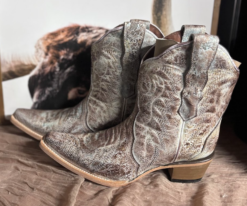 Circle G Grey Zigzag Ankle Boots