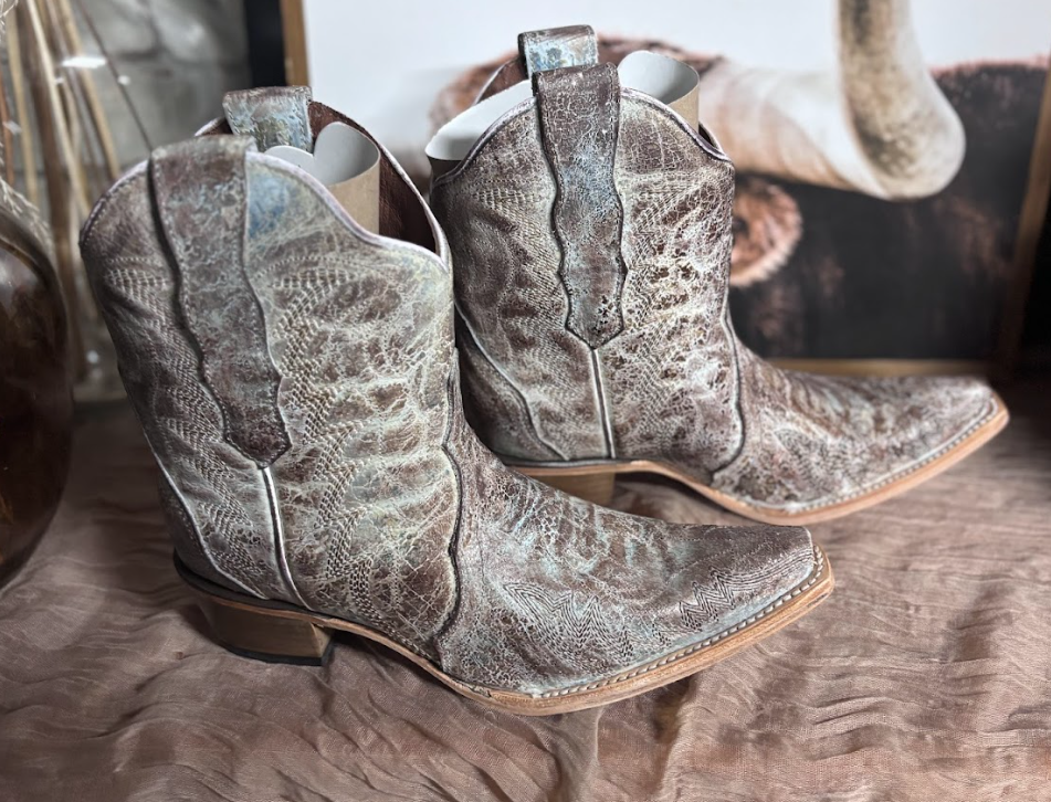Circle G Grey Zigzag Ankle Boots