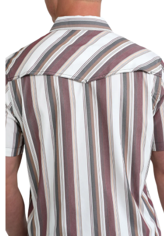 Cinch Men's White Stripe Print Snap Button Shirt
