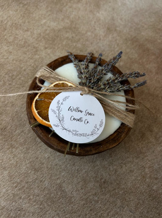 Summer Citrus Mini Round Dough Candle  Natural