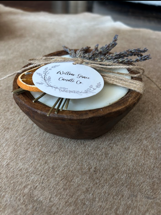 Summer Citrus Mini Round Dough Candle  Natural