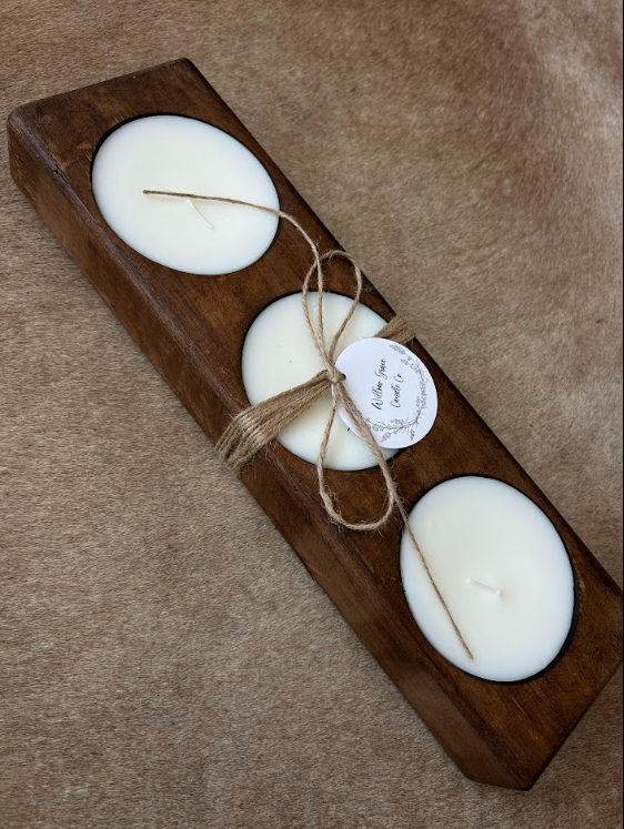 3 Hole Cheese Mold Candle - Natural