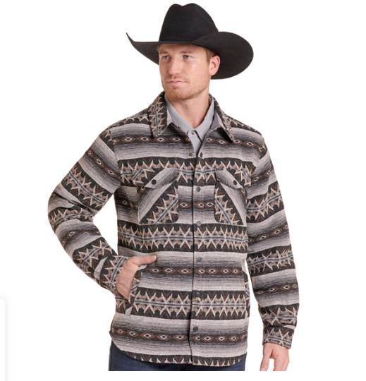 Men's Jacquard Aztec Print Shirt Jacket