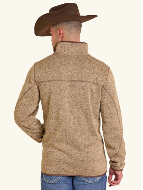 Garret's Tan Melange Knit Henley Pullover