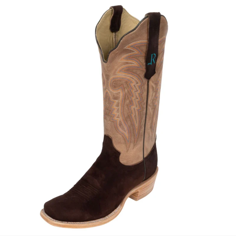 R. Watson Chocolate Roughout Western Boot
