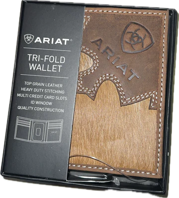 Ariat Brown Calf Hair Men's Trifold Wallet