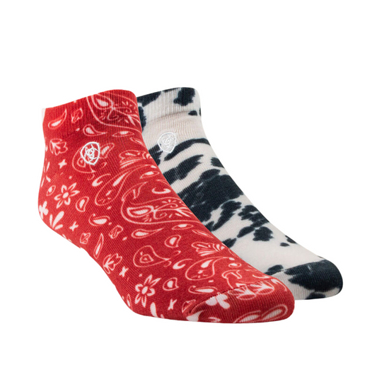 Bandana/Cow Ankle Sock 2-Pack
