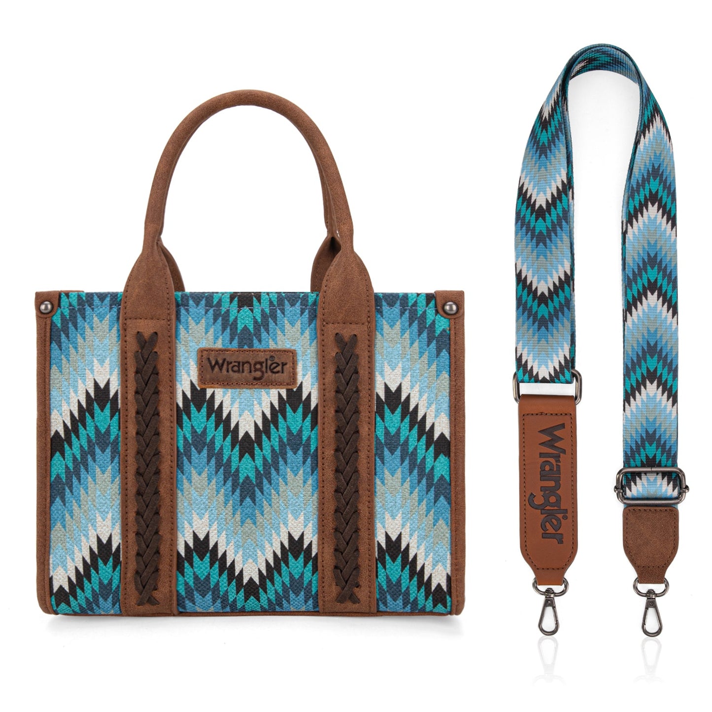 Wrangler Southwestern Pattern Dual Sided Print Tote/Crossbody Denim