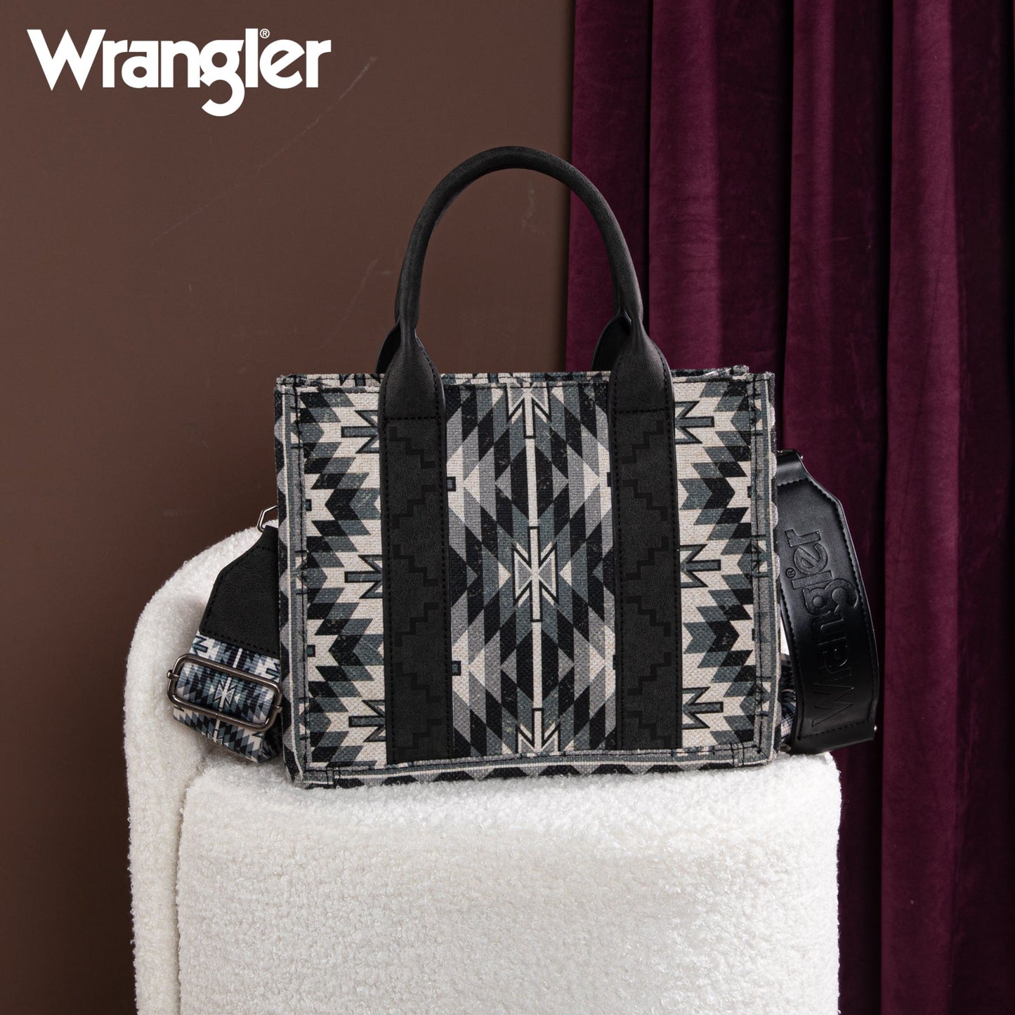 Wrangler Southwestern Art Print Crossbody Black