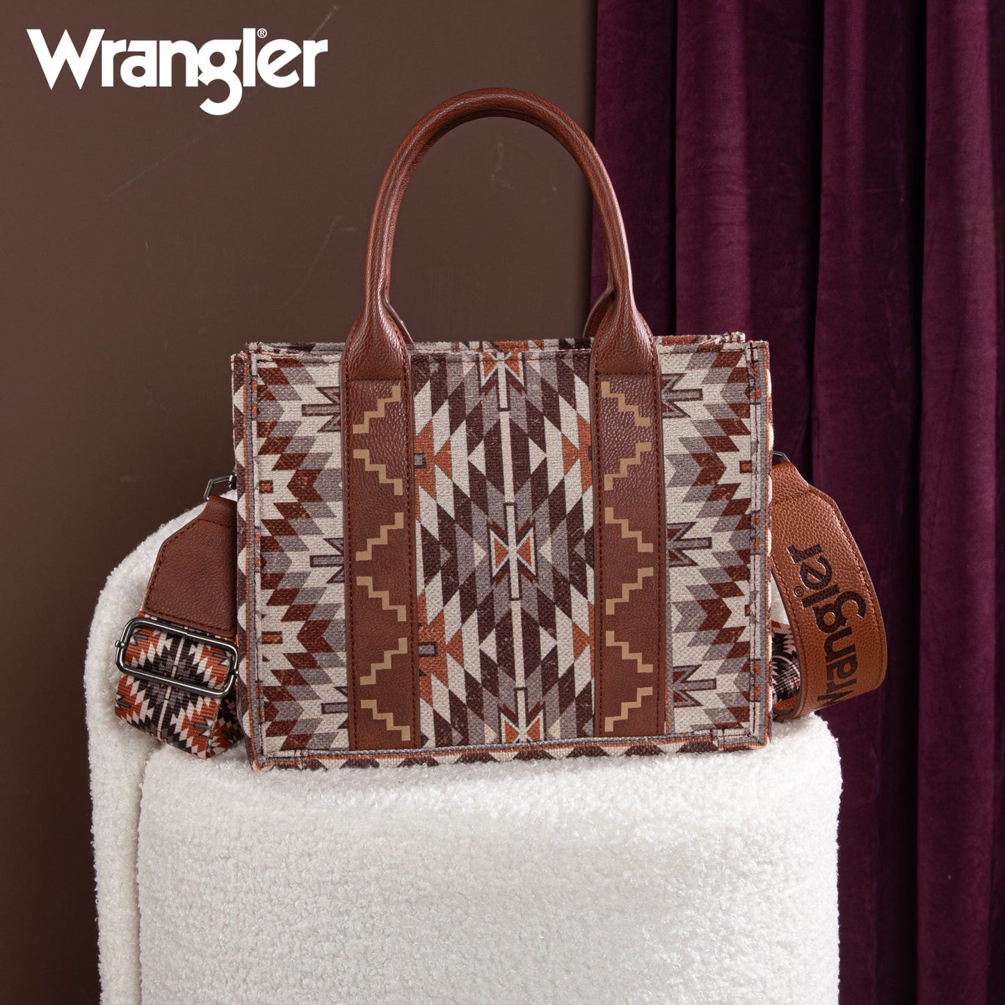 Wrangler Southwestern Art Print Crossbody Brown