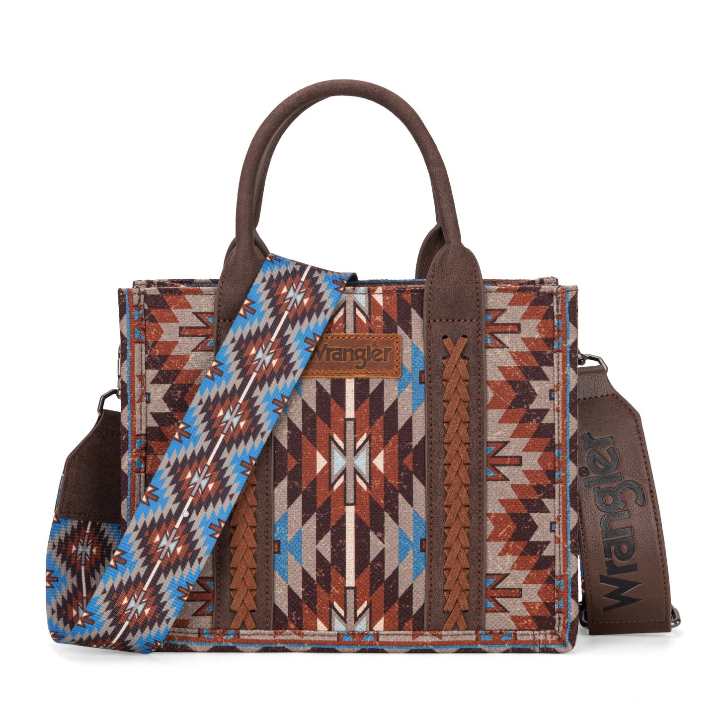 Wrangler Southwestern Pattern Dual Sided Print Tote/Crossbody Coffee