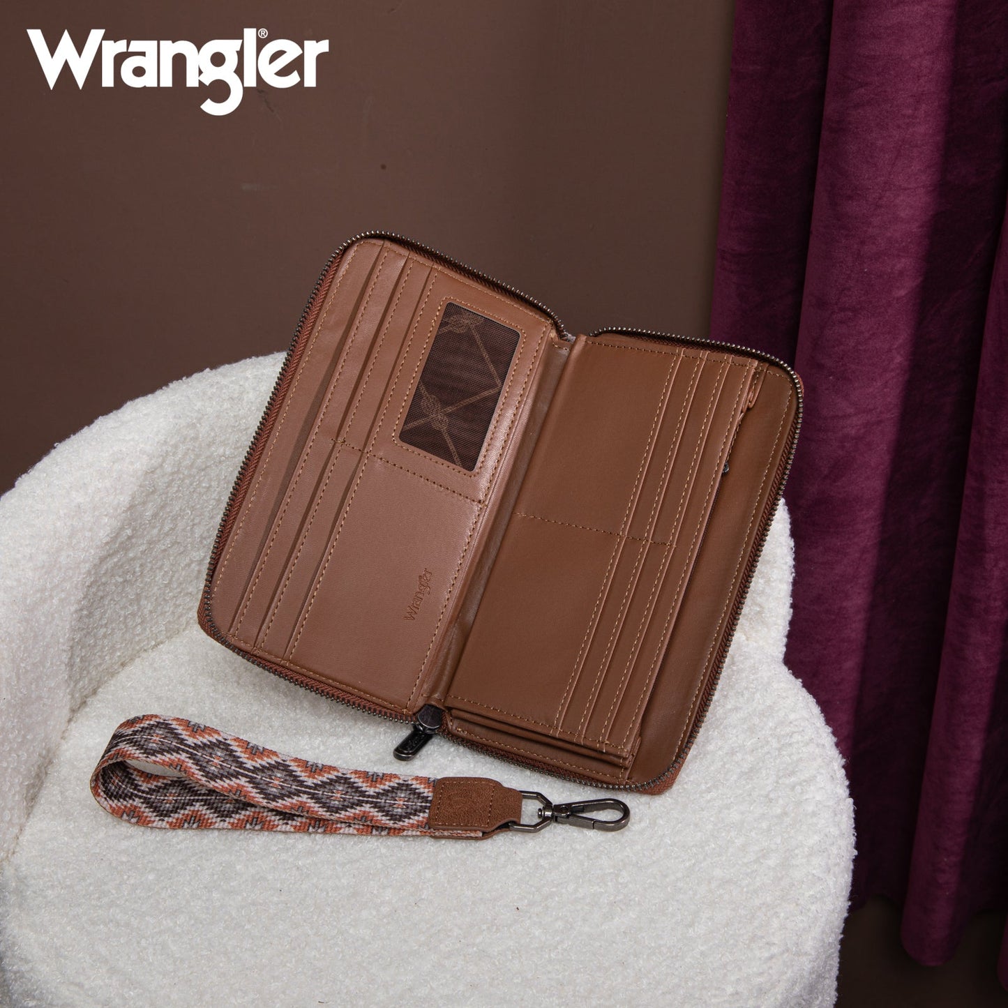 Wrangler Southwestern Art Print Wallet Brown