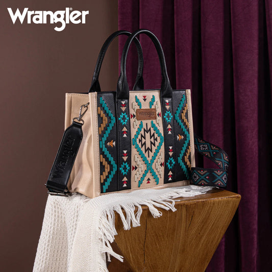 Wrangler Aztec Embroidered Crossbody Black & Cream