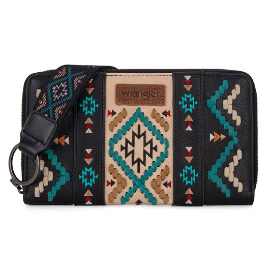 Wrangler Southwestern Embroidered Wallet Black