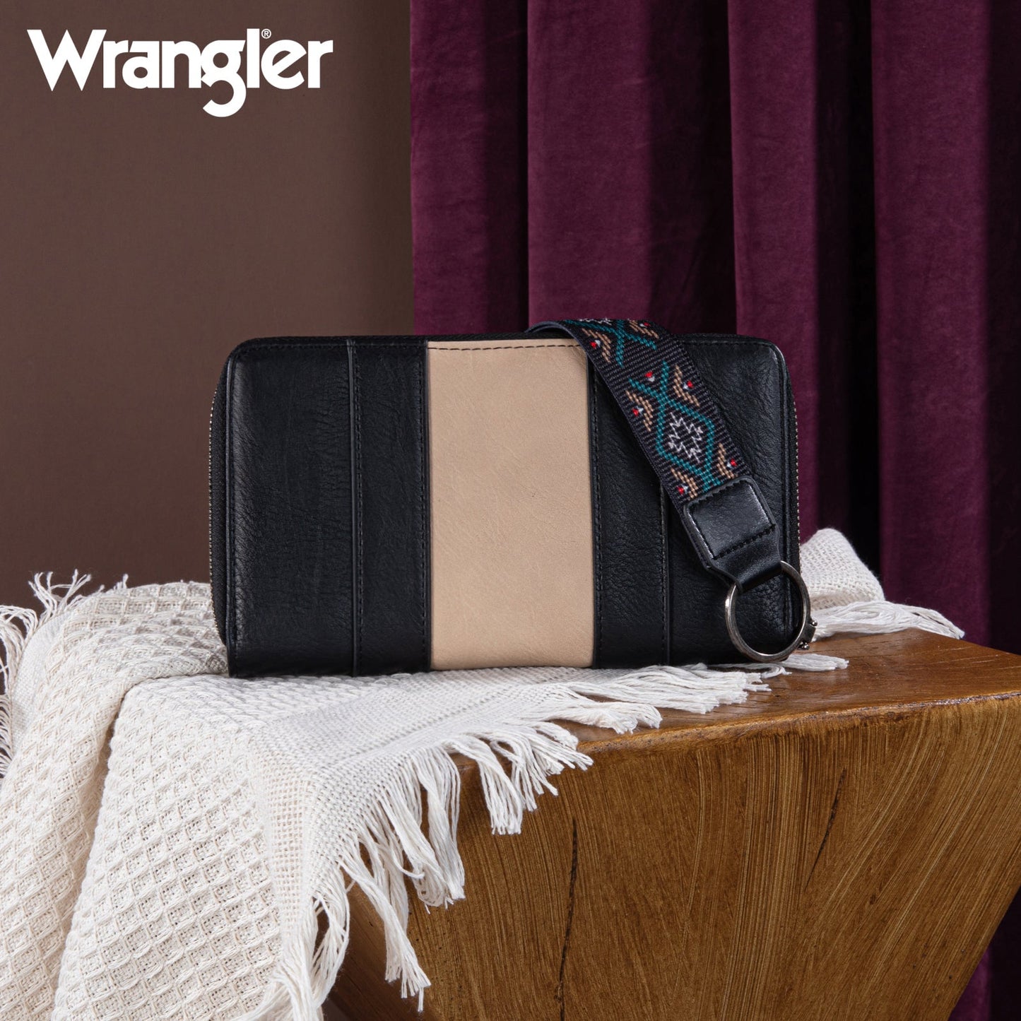 Wrangler Southwestern Embroidered Wallet Black