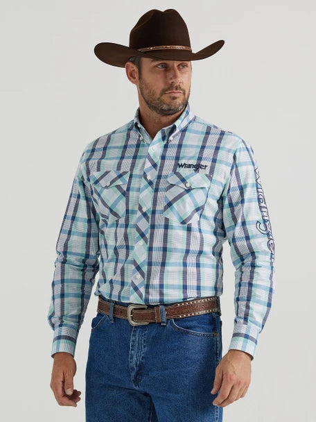 Final Sale ✨ Wrangler Logo Blues Button Up