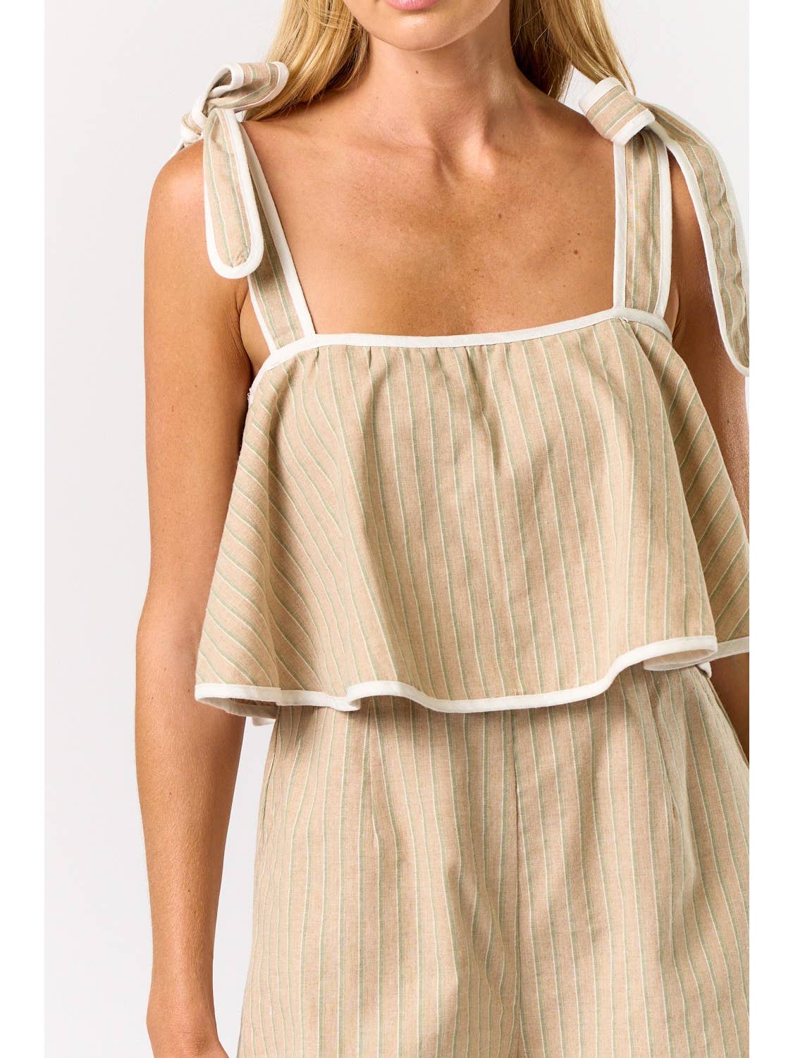 Bow Tie Taupe Romper