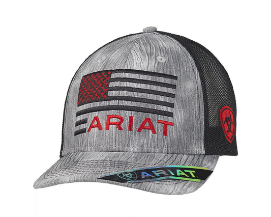 Ariat Grey Embroidered Flag Logo Hat