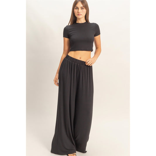 Black Wide Leg Pant & Top Set