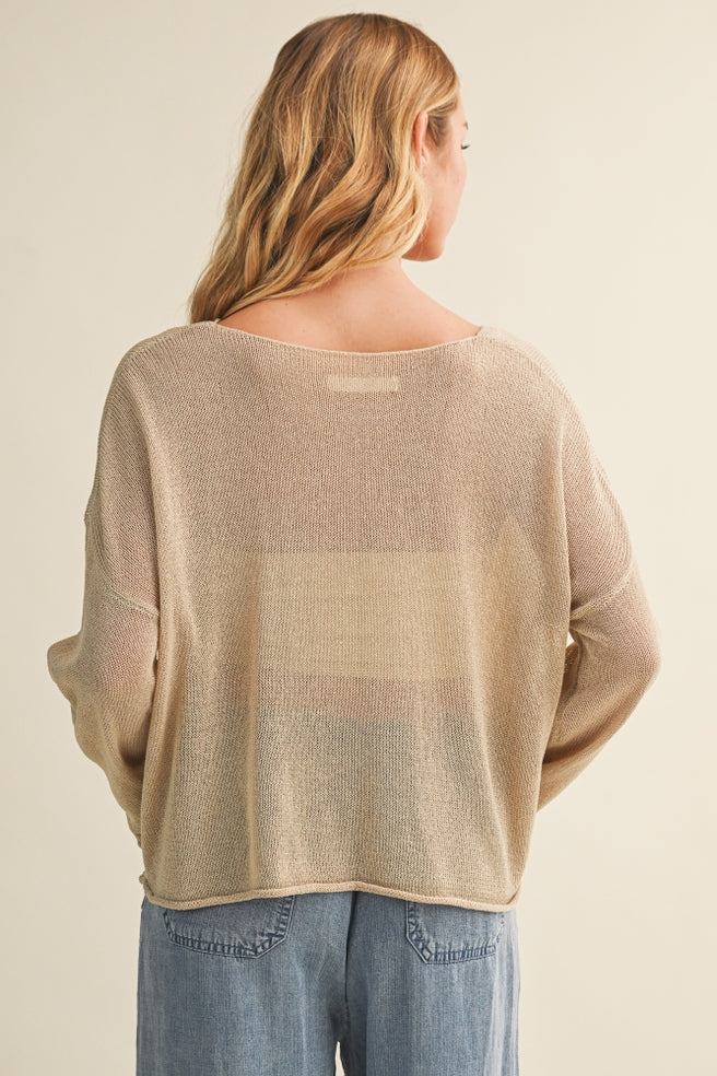 Sheer Oversized Wheat Sweater