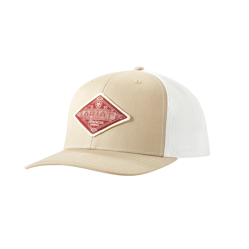 Ariat Men's Cream Diamond Patch Snapback Ball Cap