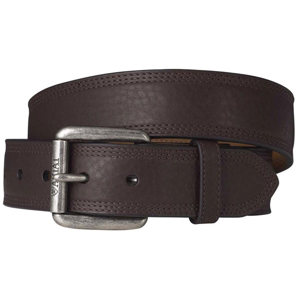 Premium Leather Triple Row Stitch Belt - Dark Copper