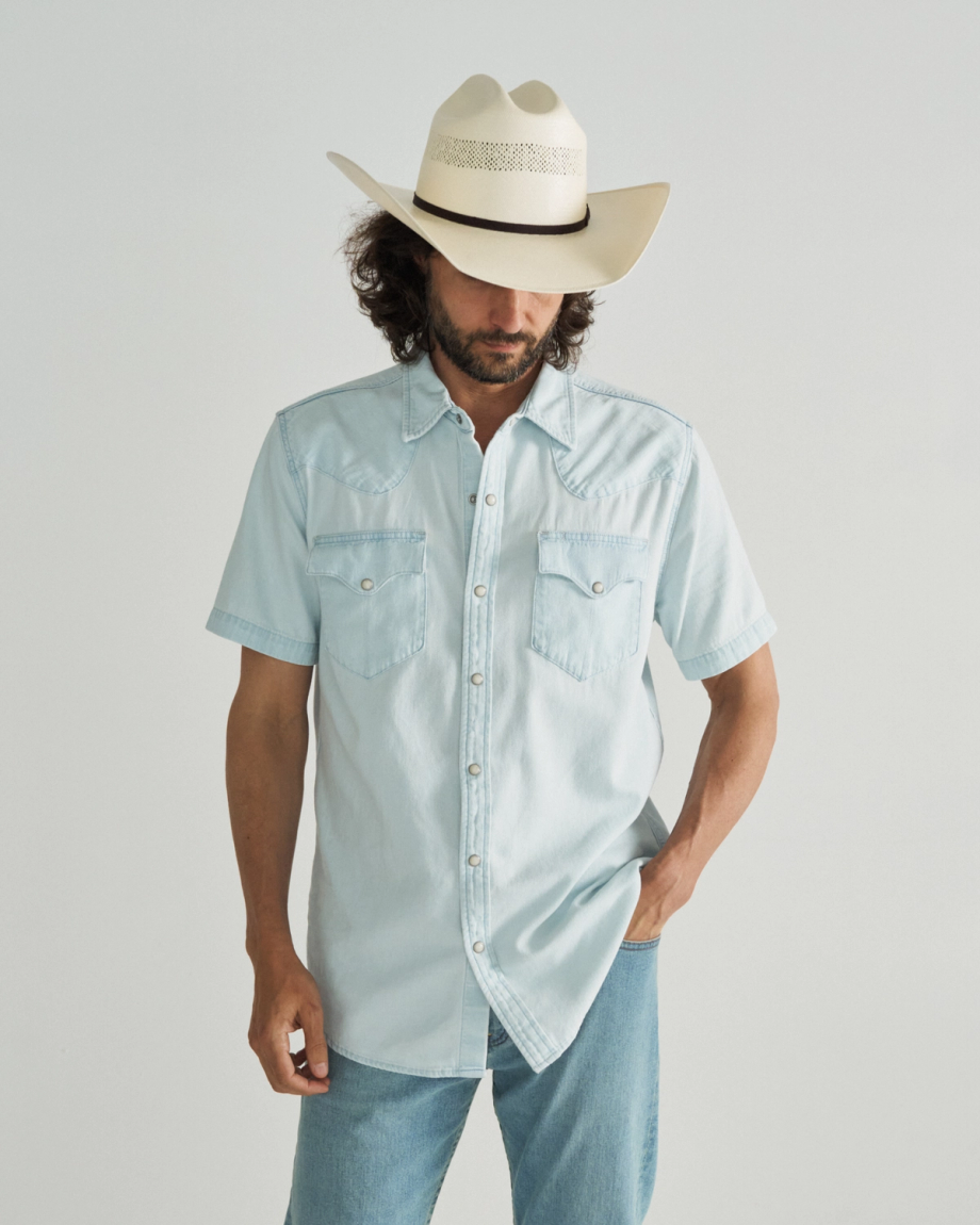 Tecovas Denim Pearl Snap Short Sleeve Ultra Light