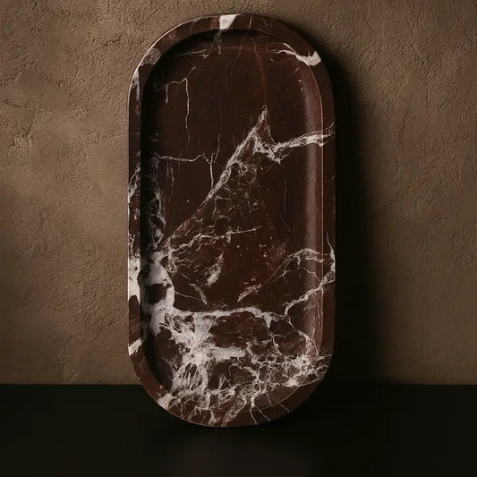 Rosso Levanto Marble Oval Tray