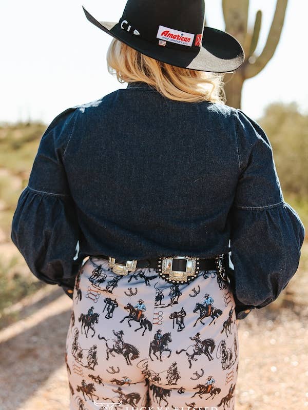 Denim Bow Blouse Regular & Plus Size