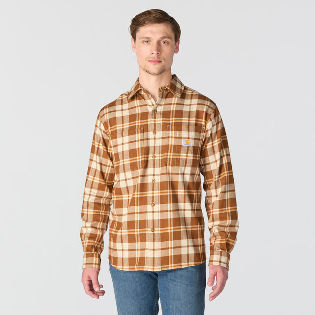 Carhartt Hamilton Relaxed Long Sleeve Plaid Shirt Brown