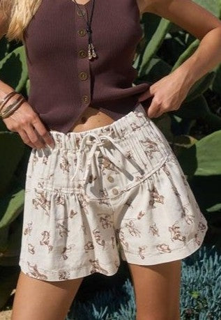 Cowboy Drawstring Shorts