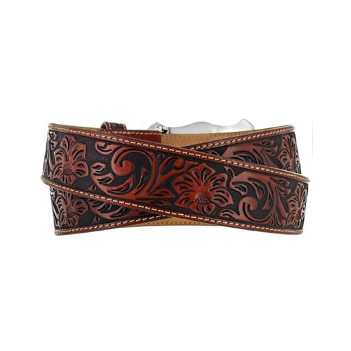 Leatherwork Justin Belt with Bull Buckle Black