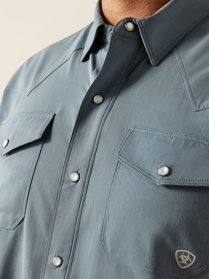 Ariat Western VentTEK Newsboy Blue Short Sleeve Shirt