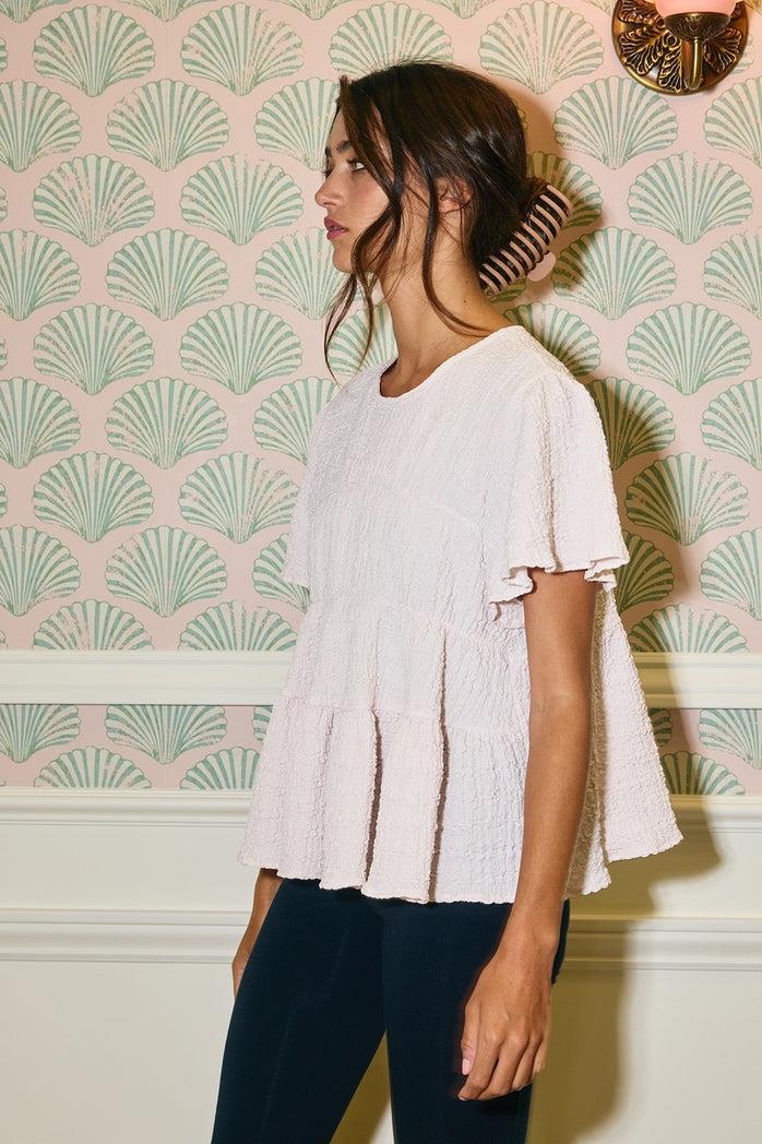 Raelynn Ruffle Cream Babydoll Top