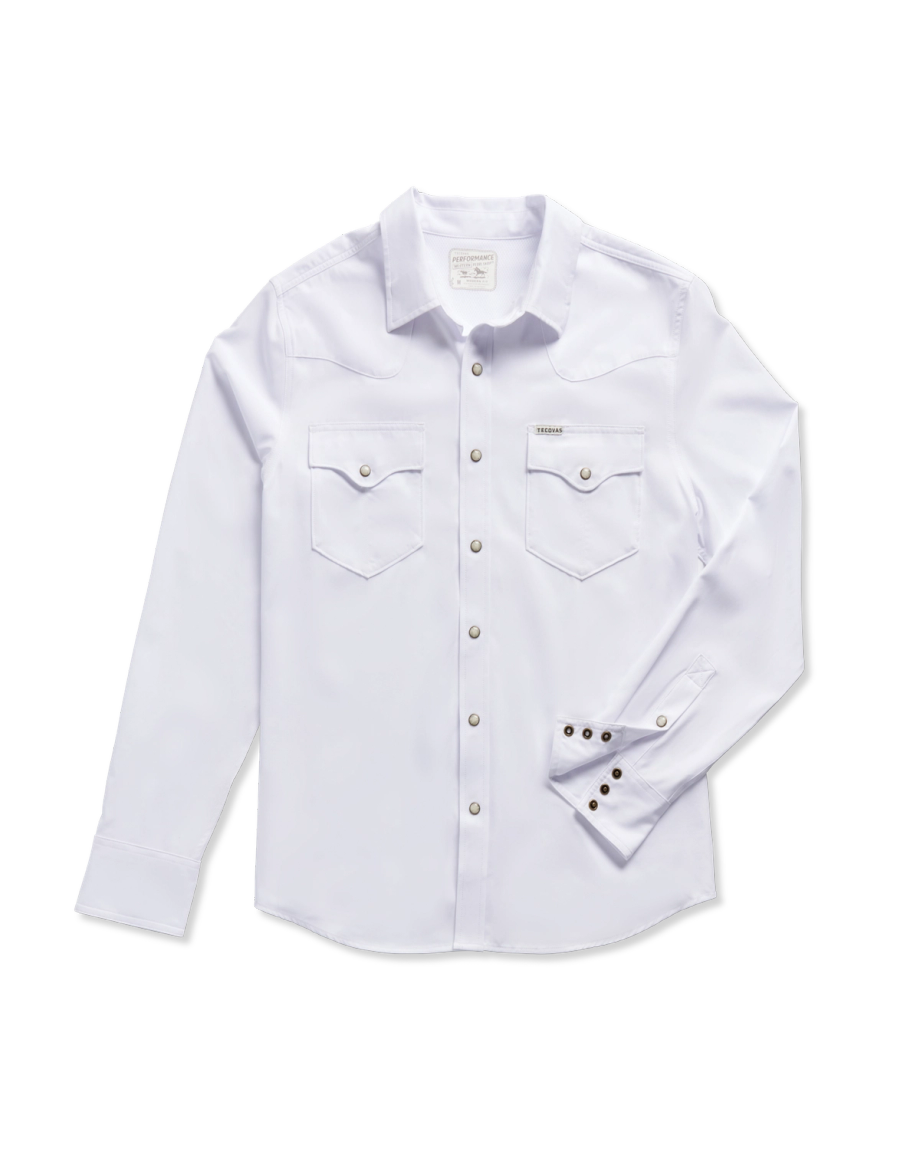 Tecovas Performance Western Pearl Snap White