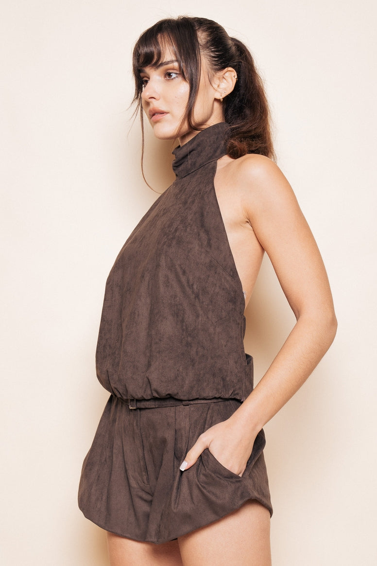 Chocolate Sueded Halter Top