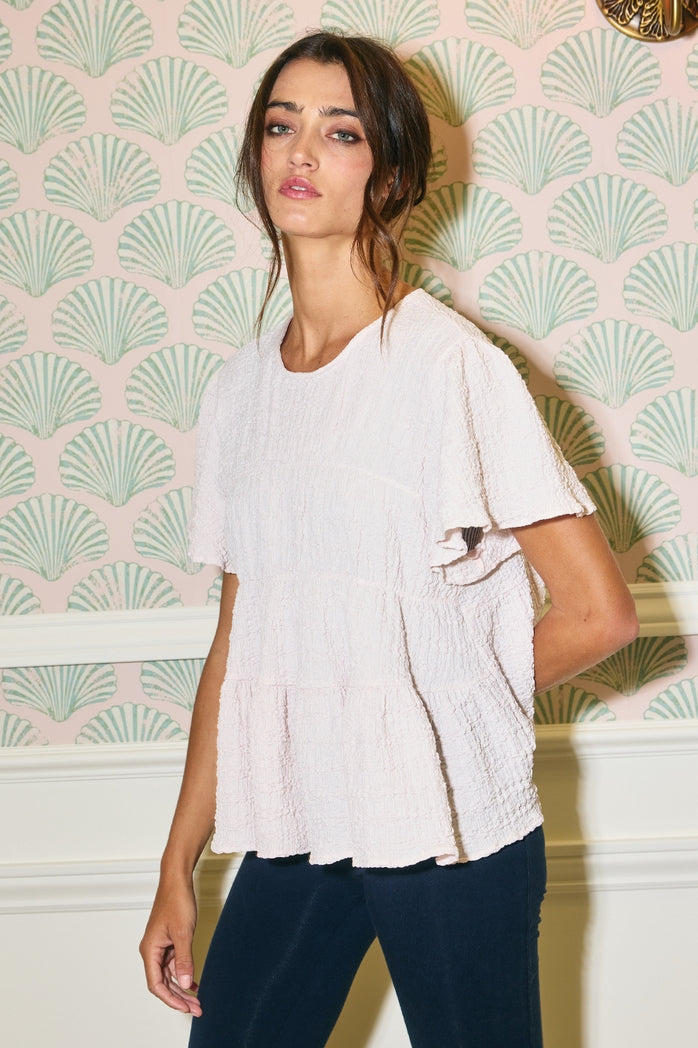 Raelynn Ruffle Cream Babydoll Top